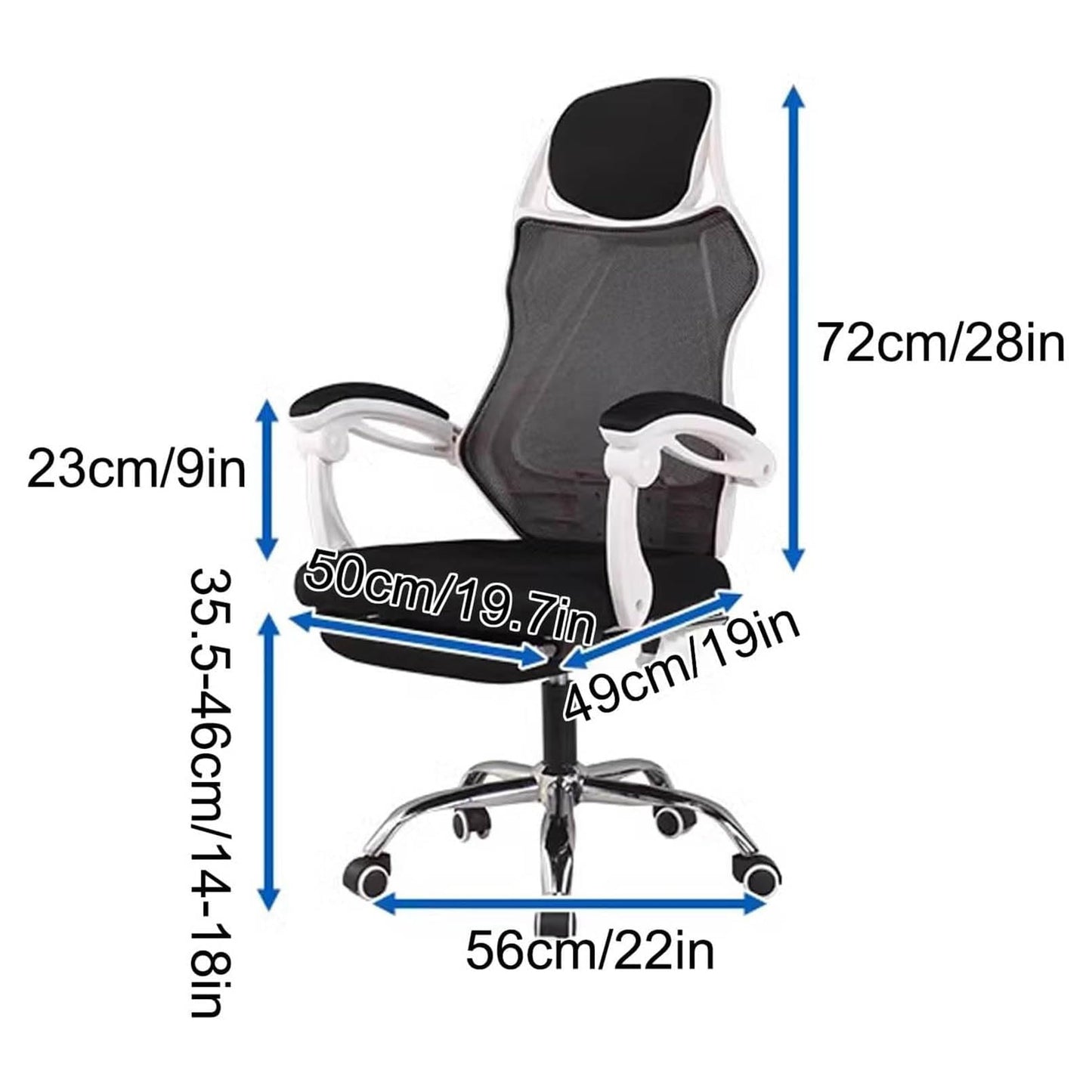 Ergonomic Gaming Chair with Footrest, Adjustable Headrest & Armrests, Tilt Function, Comfortable Office Computer Chair, Black