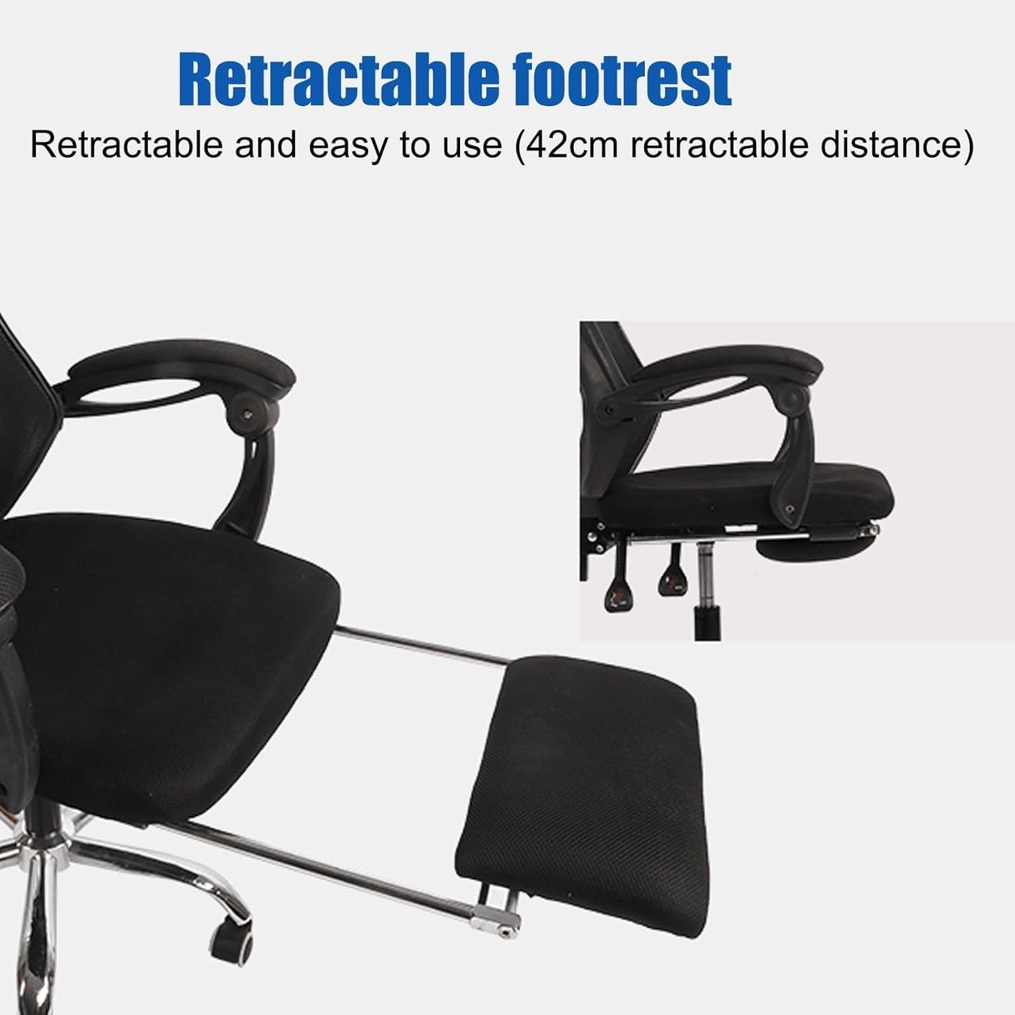 Ergonomic Gaming Chair with Footrest, Adjustable Headrest & Armrests, Tilt Function, Comfortable Office Computer Chair, Black