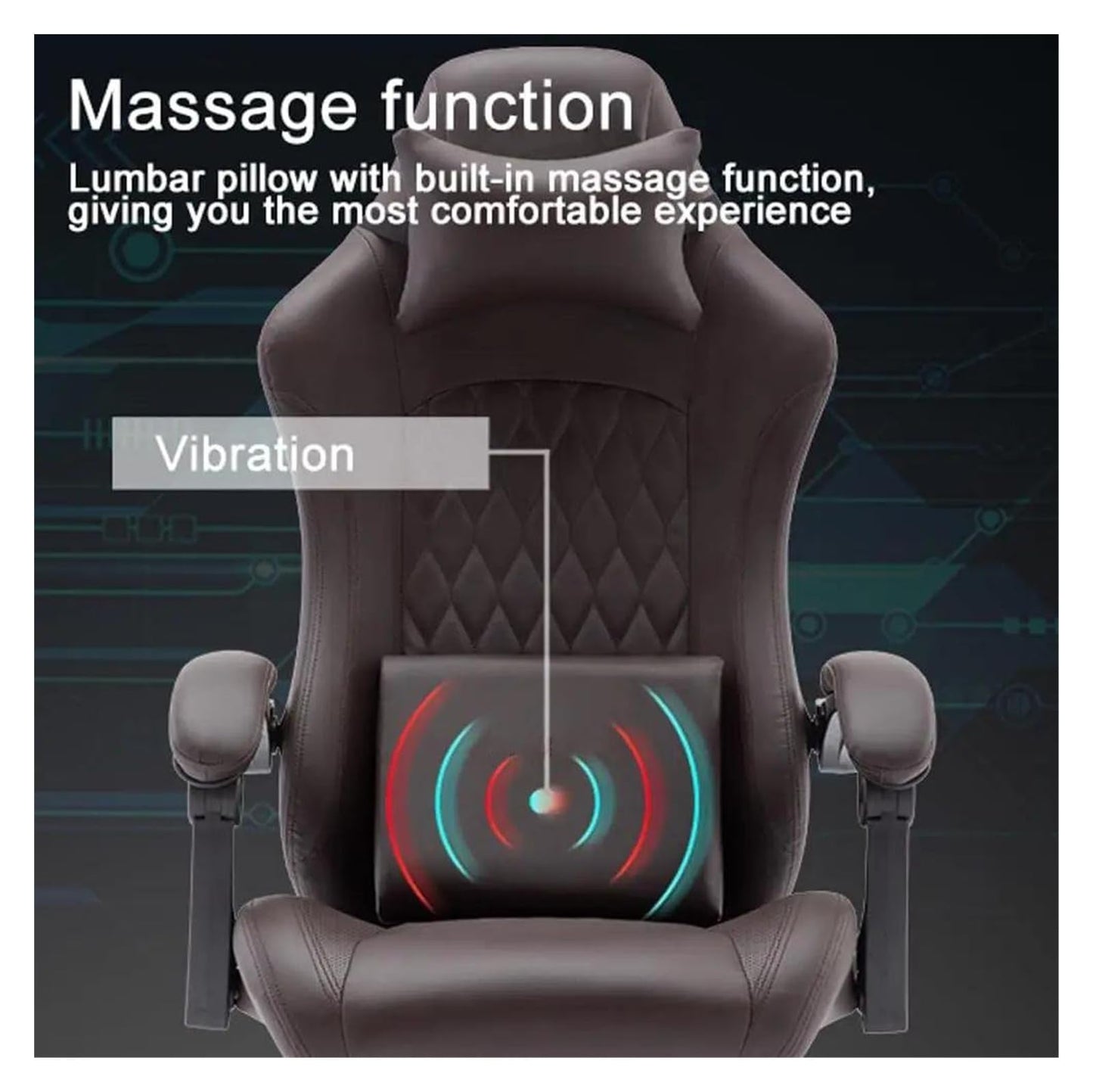 Lan Xin-JP Gaming Office Chair with Footrest, Lumbar Support, Adjustable Height, 360° Swivel Seat, Brown