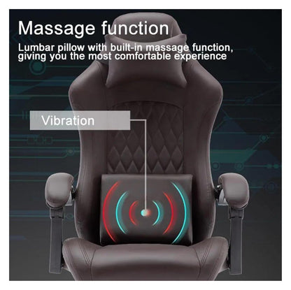 Lan Xin-JP Gaming Office Chair with Footrest, Lumbar Support, Adjustable Height, 360° Swivel Seat, Brown