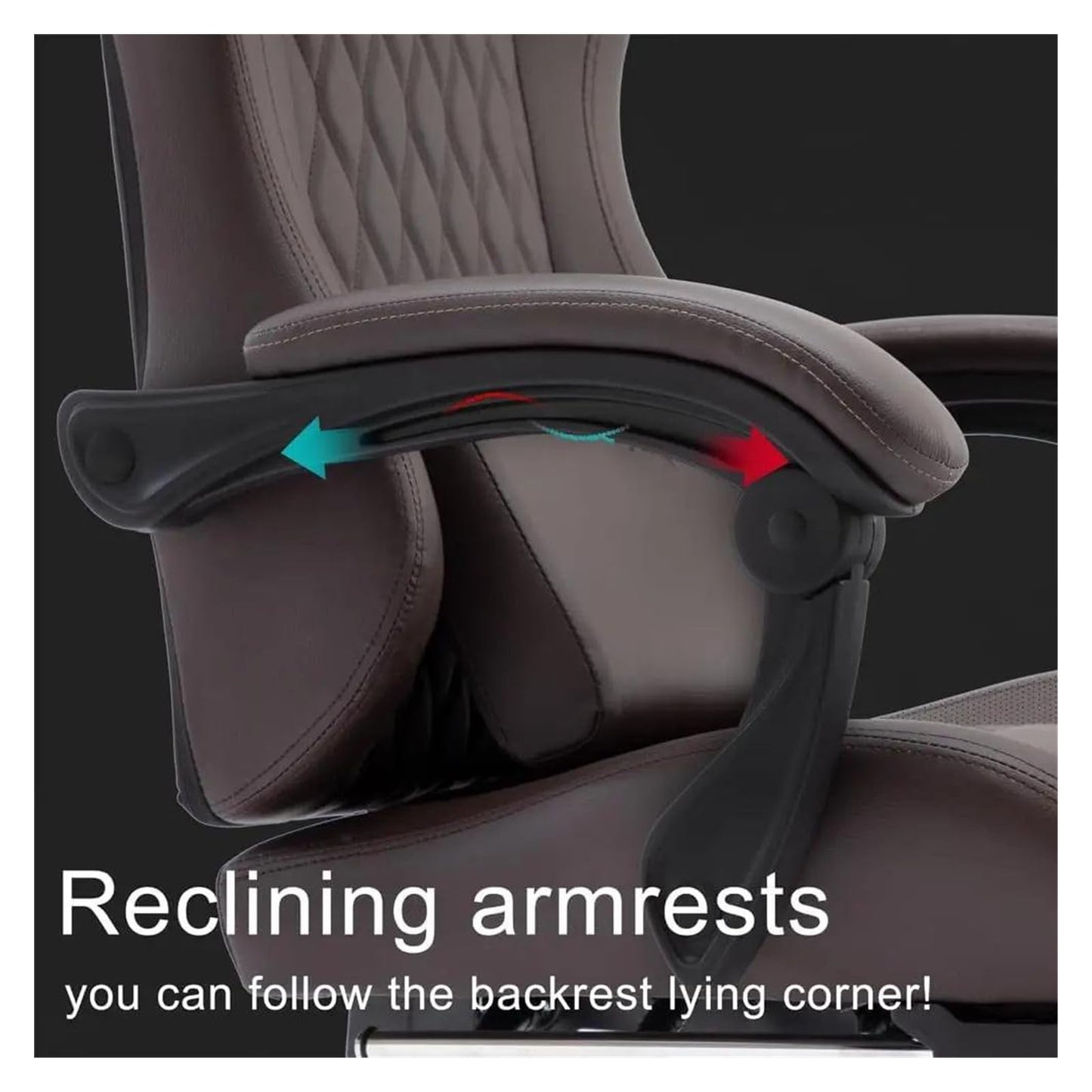 Lan Xin-JP Gaming Office Chair with Footrest, Lumbar Support, Adjustable Height, 360° Swivel Seat, Brown