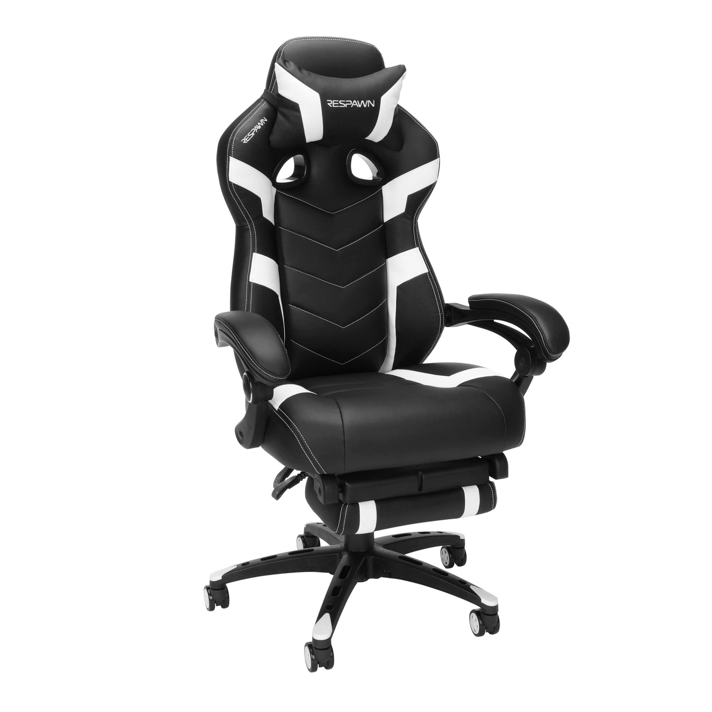 Respawn 110 Pro Gaming Chair with Footrest, Ergonomic Recliner, Lumbar Support, Headrest, Racing Style, White