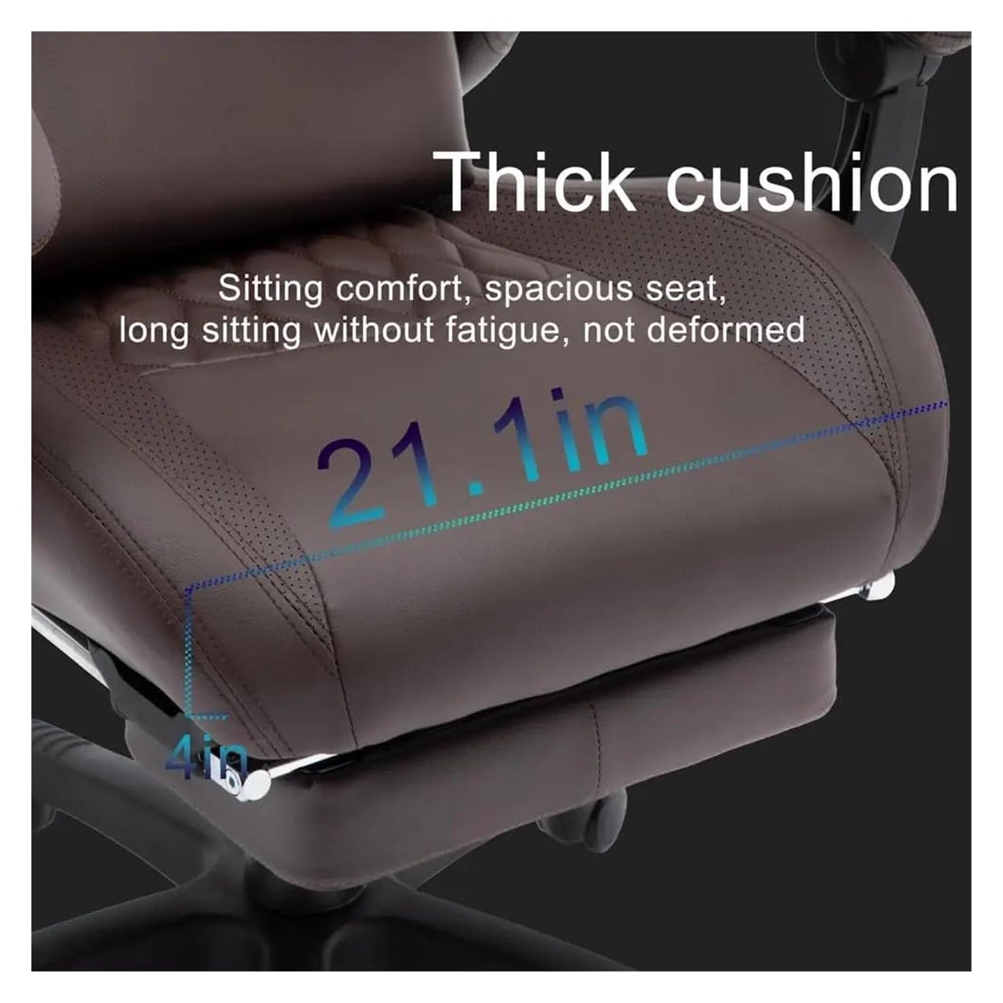 Lan Xin-JP Gaming Office Chair with Footrest, Lumbar Support, Adjustable Height, 360° Swivel Seat, Brown