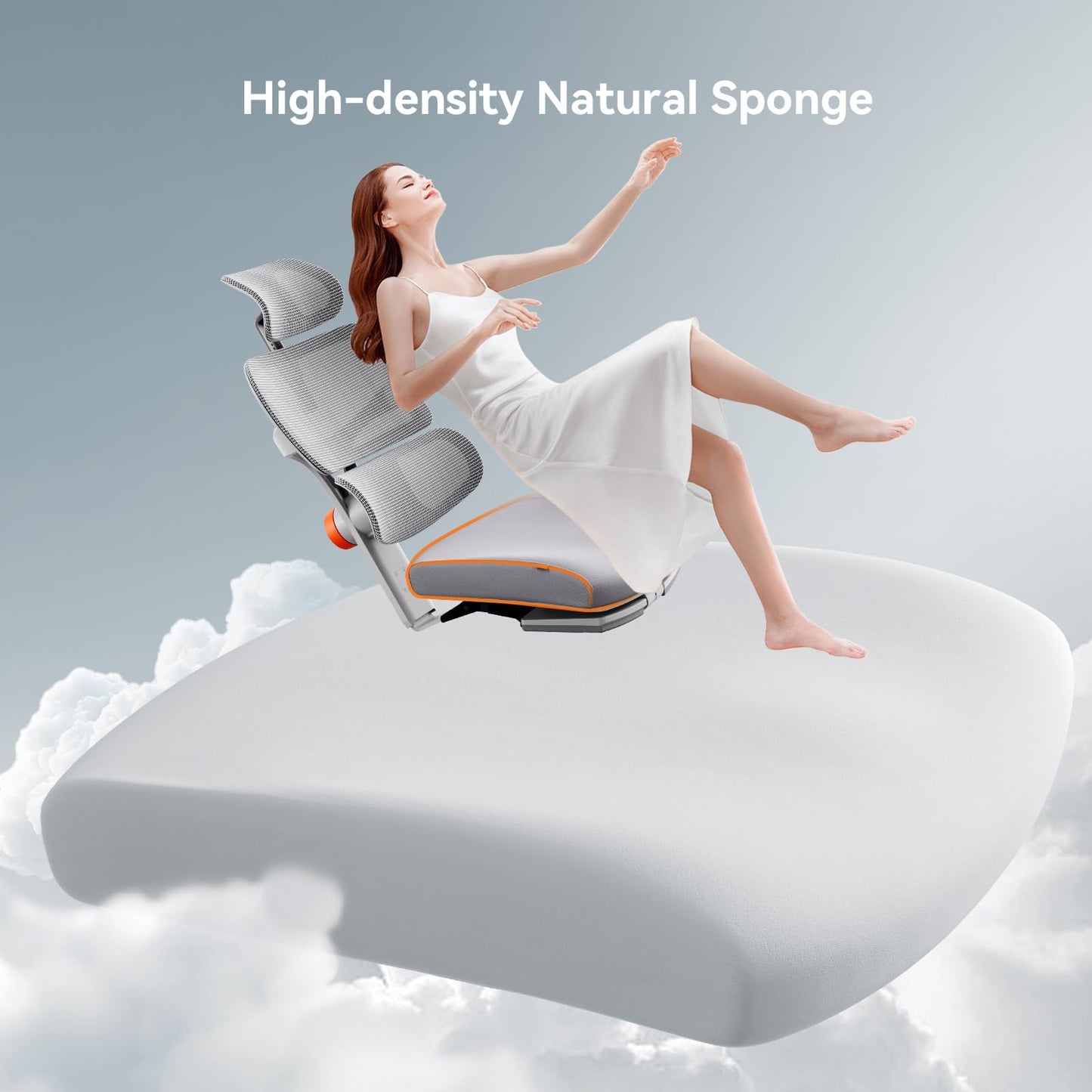 Newtral Ergonomic Office Chair, Big & Tall, Auto Lumbar Support, Adjustable Depth & Height, Footrest, Gray