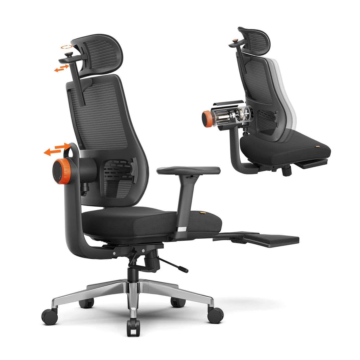 Newtral Ergonomic Office Chair, Adaptive Lumbar Support, Footrest, 4D Armrests, Adjustable Seat Depth & Height