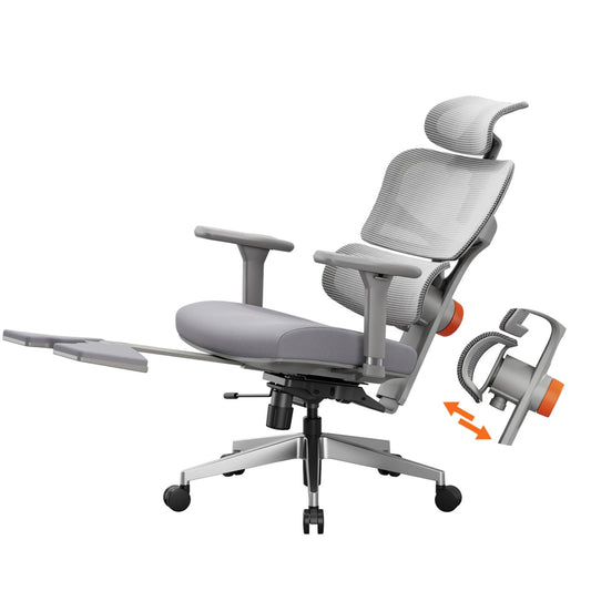 Newtral Ergonomic Office Chair, Big & Tall, Auto Lumbar Support, Adjustable Depth & Height, Footrest, Gray