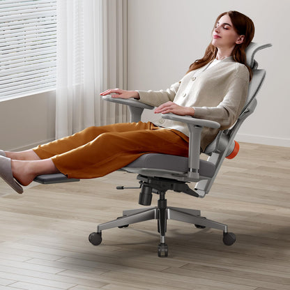 Newtral Ergonomic Office Chair, Big & Tall, Auto Lumbar Support, Adjustable Depth & Height, Footrest, Gray