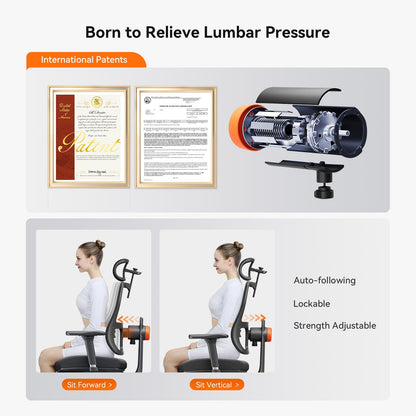 Newtral Ergonomic Office Chair, Footrest, Auto Backrest & Headrest, 4D Armrests, 96°-136° Recline, Black with Laptop Table