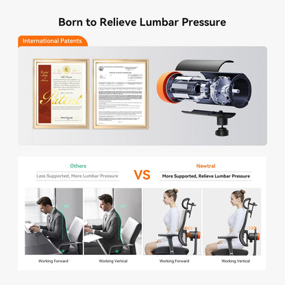 Newtral Ergonomic Office Chair, Adaptive Lumbar Support, Footrest, 4D Armrests, Adjustable Seat Depth & Height