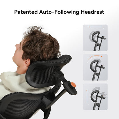 Newtral Ergonomic Office Chair, Footrest, Auto Backrest & Headrest, 4D Armrests, 96°-136° Recline, Black with Laptop Table