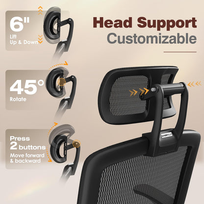 GABRYLLY Ergonomic Office Chair with Footrest, High Back Mesh, Flip-Up Arms, 3D Headrest, 135° Recline, Lumbar Support, 300lbs