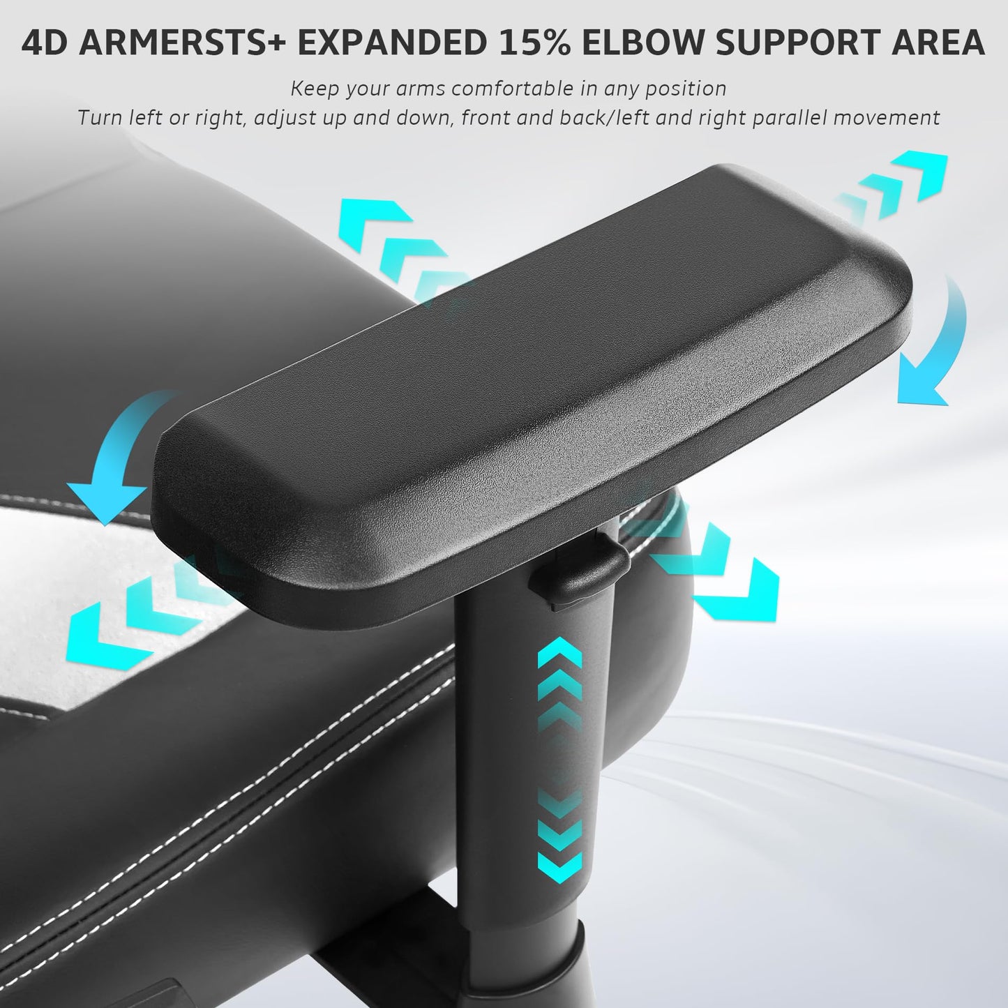 Wyrdforging Ergonomic Gaming Chair, 4D Armrests, High Back, Headrest, Lumbar Pillow, Recliner, Black White PU Leather